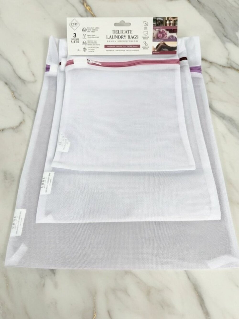 white 3-pack sizes of Delicate Laundry Bags